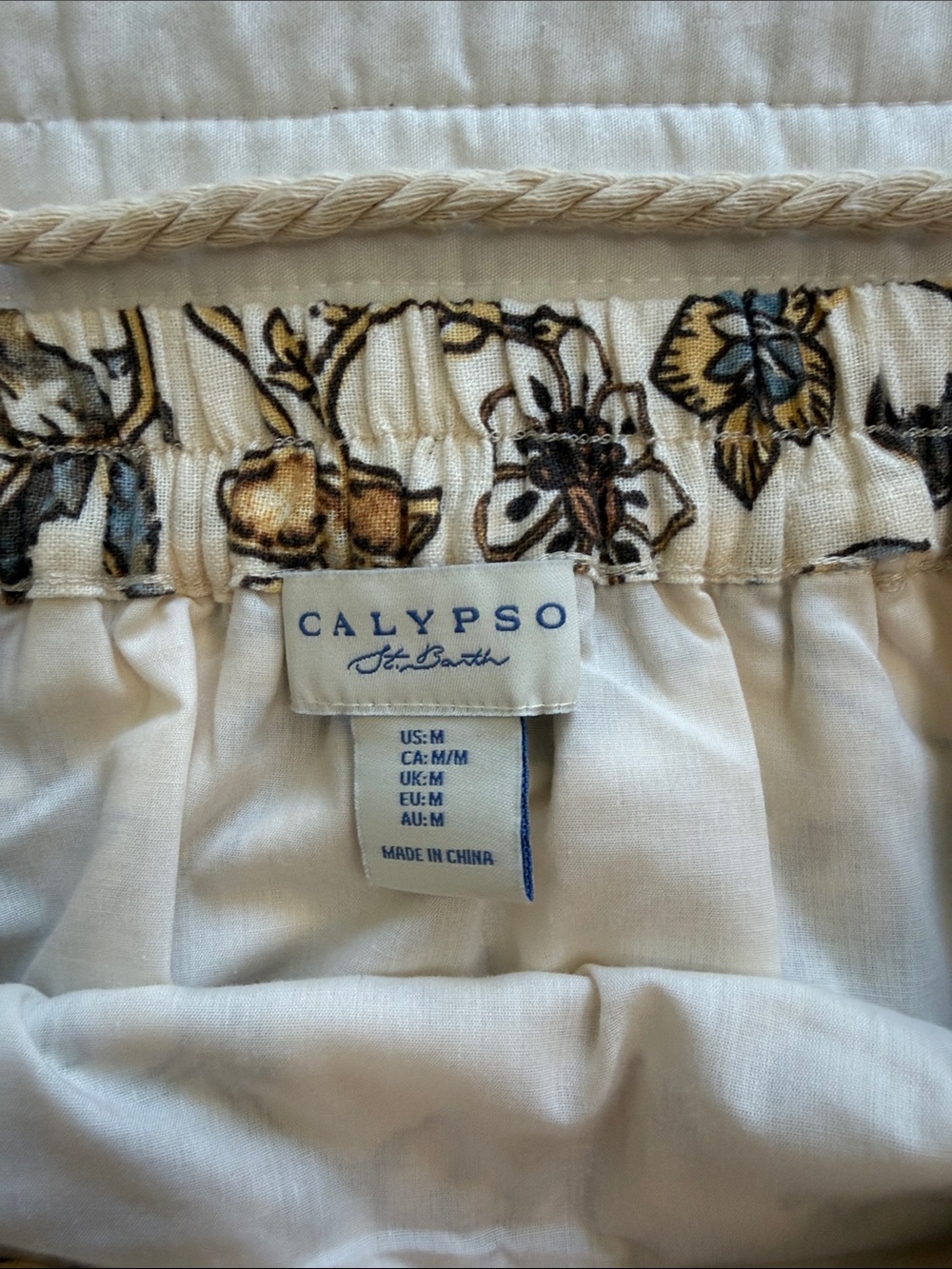Calypso- Floral Tiered Maxi Skirt in Cream with Blue and Brown Accents - Picture 7 of 12